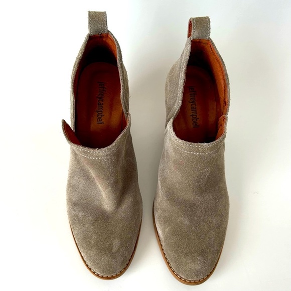 Jeffrey Campbell Rosalee Booties Block Heel Ankle Boots Gray Taupe Suede Size 7 - Picture 9 of 16